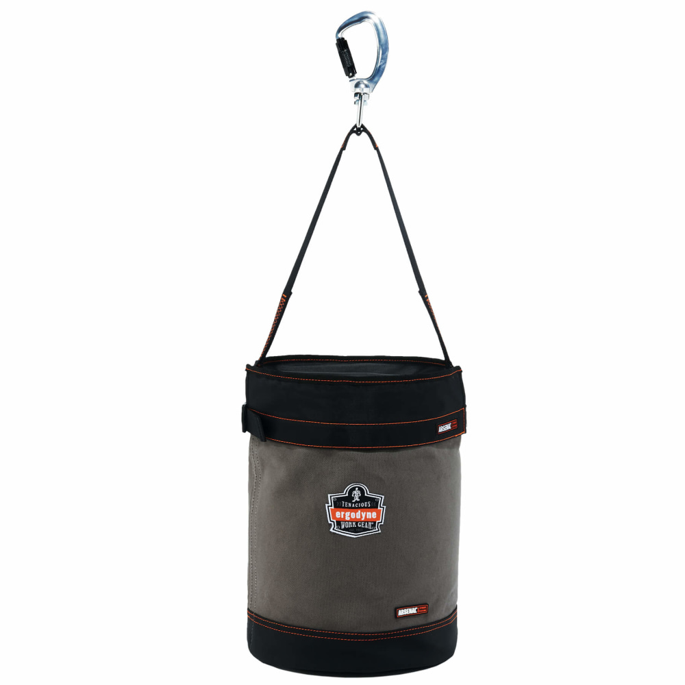 Ergodyne Arsenal 5940T Swiveling Carabiner Canvas Hoist Bucket With Top, 17in x 12-1/2in, Gray MPN:14840