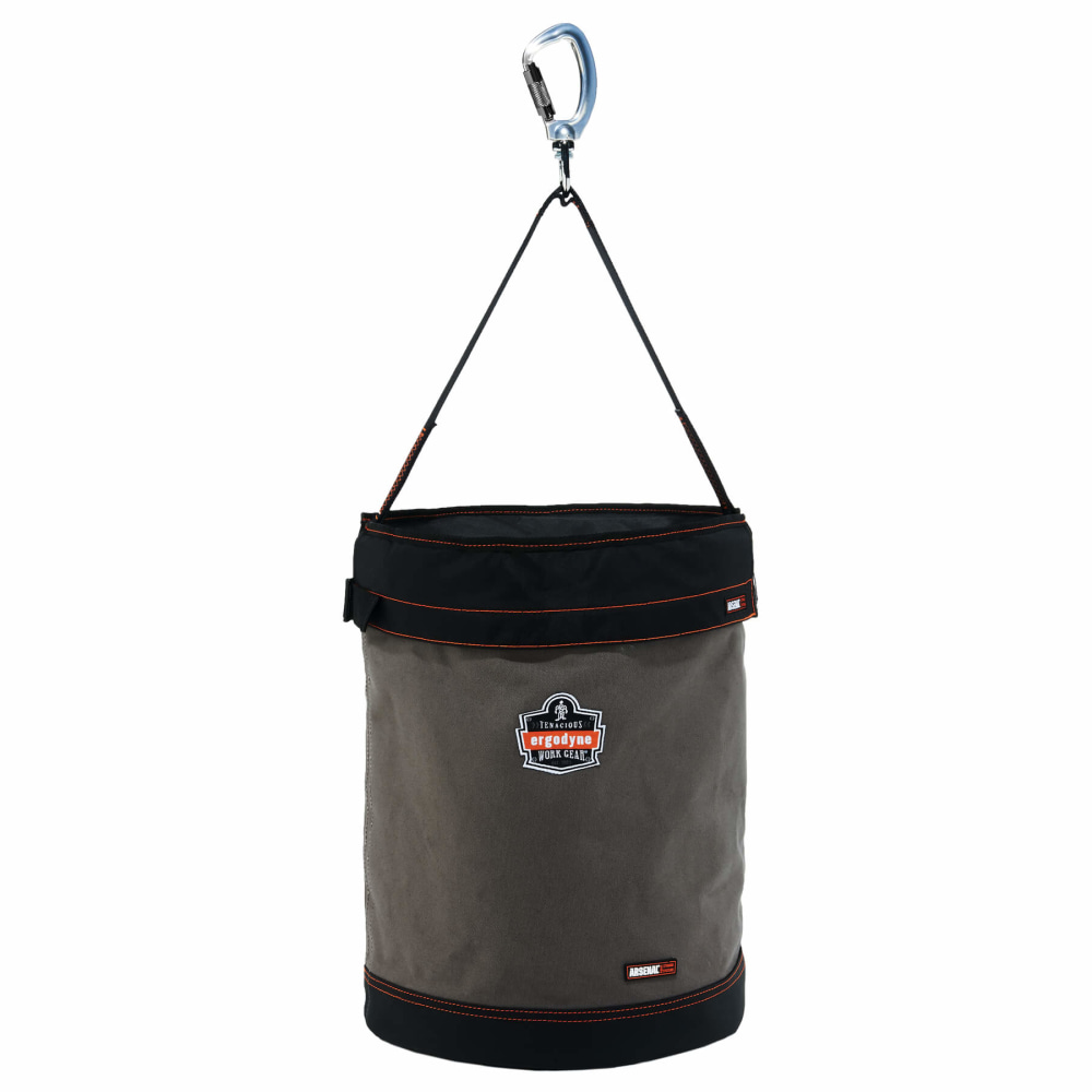 Ergodyne Arsenal 5945T Swiveling Carabiner Canvas Hoist Bucket With Top, 20in x 16in, Gray MPN:14845