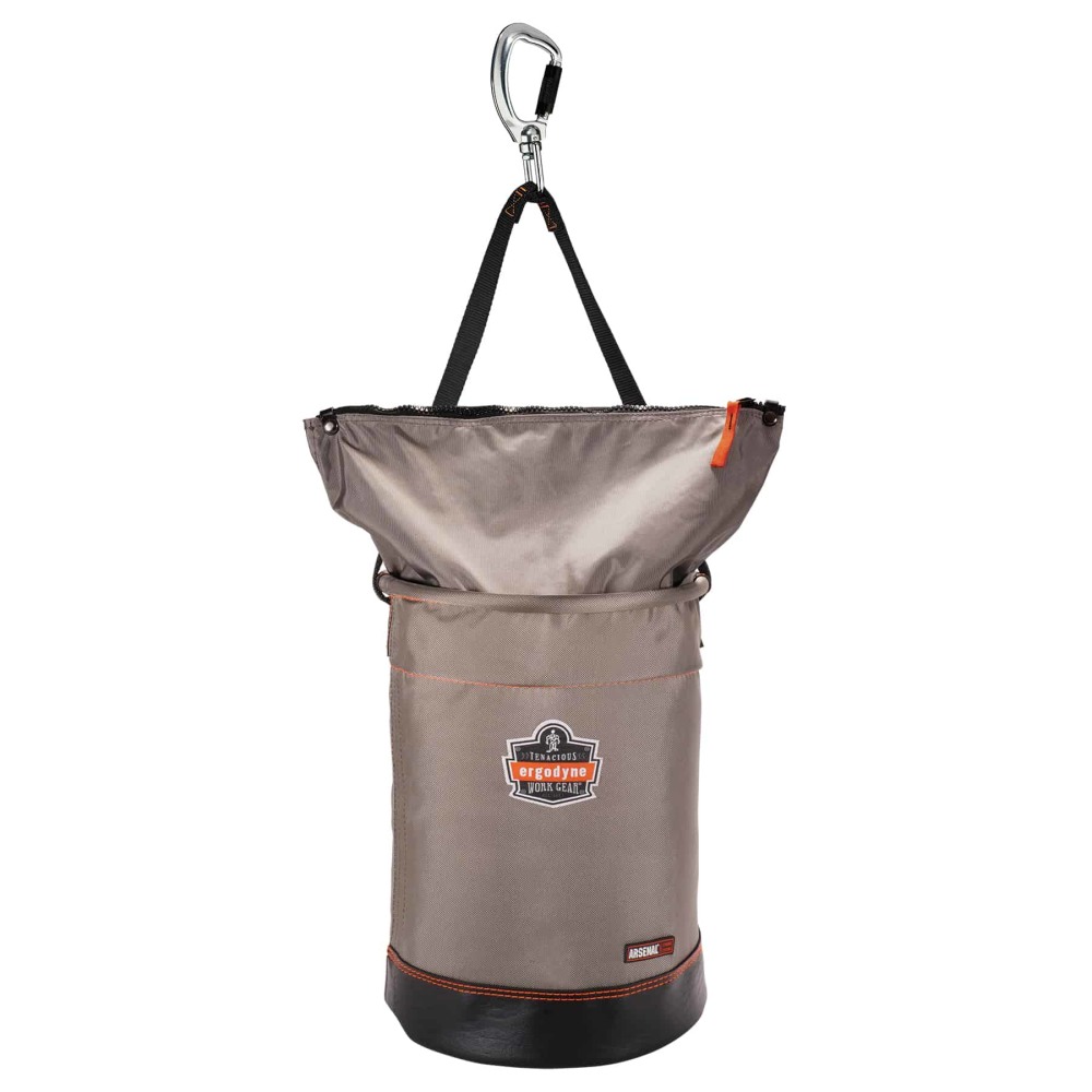 Ergodyne Arsenal 5974 Nylon Hoist Bucket With Carabiner, Large, 17inH x 12inW x 12inD, Gray MPN:15974