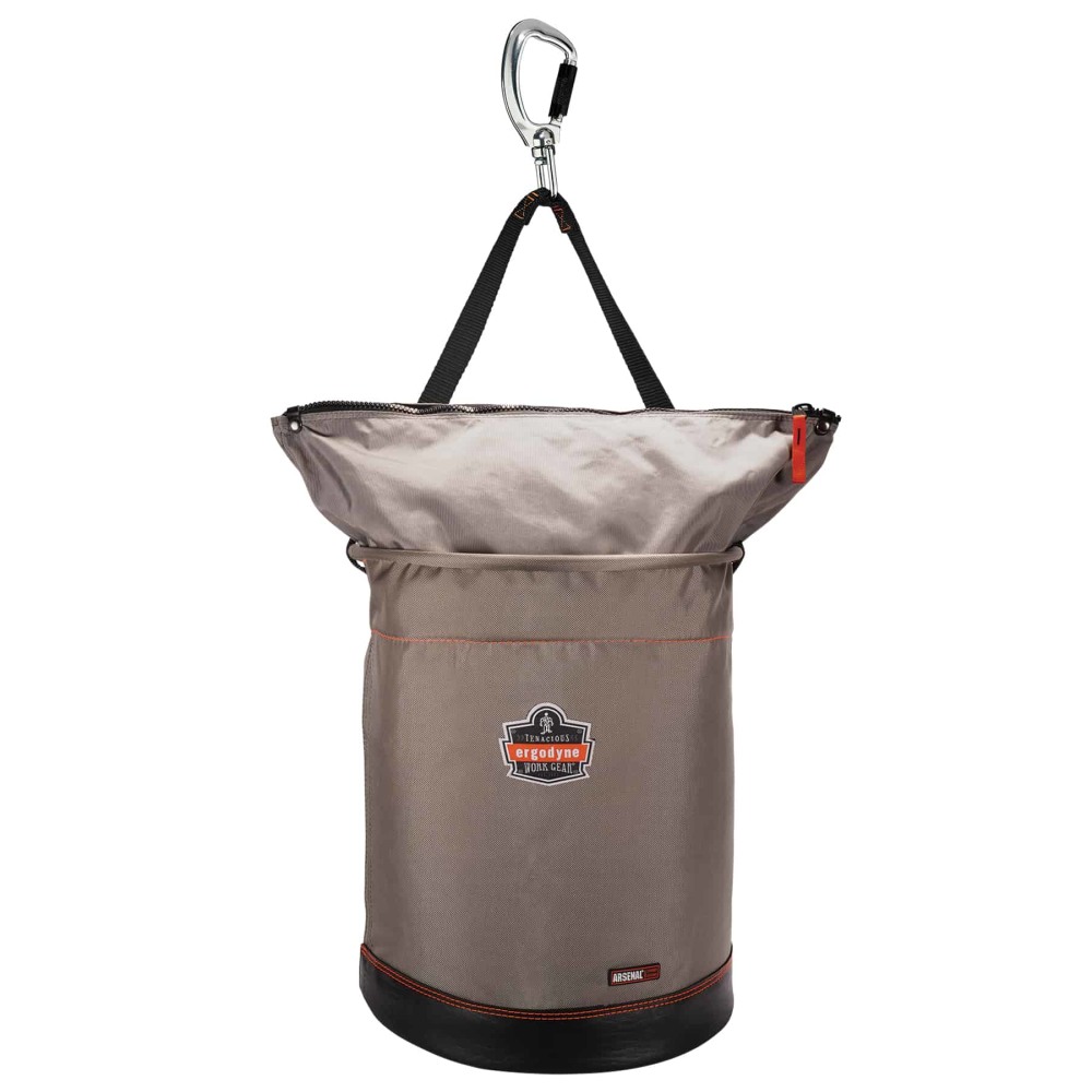 Ergodyne Arsenal 5976 Nylon Hoist Bucket With Carabiner, Extra-Large, 20inH x 16inW x 16inD, Gray MPN:15976
