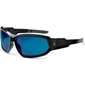 Ergodyne® Skullerz® Loki Safety Glasses/Goggles Blue Mirror Lens Black Frame 56092 - Pkg Qty 12