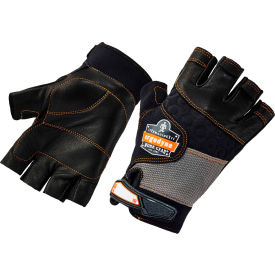 Ergodyne® ProFlex® 901 Half-Finger Leather Impact Gloves Black/Gray Small 17782