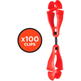 Ergodyne® 3420-BULK Squids® Swivel Glove Clip Holder Dual Clips 100-Pack Red 19513-BULK