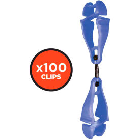 Ergodyne® 3420-BULK Squids® Swivel Glove Clip Holder Dual Clips 100-Pack Blue 19517-BULK