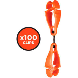 Ergodyne® 3420-BULK Squids® Swivel Glove Clip Holder Dual Clips 100-Pack Orange 19518-BULK