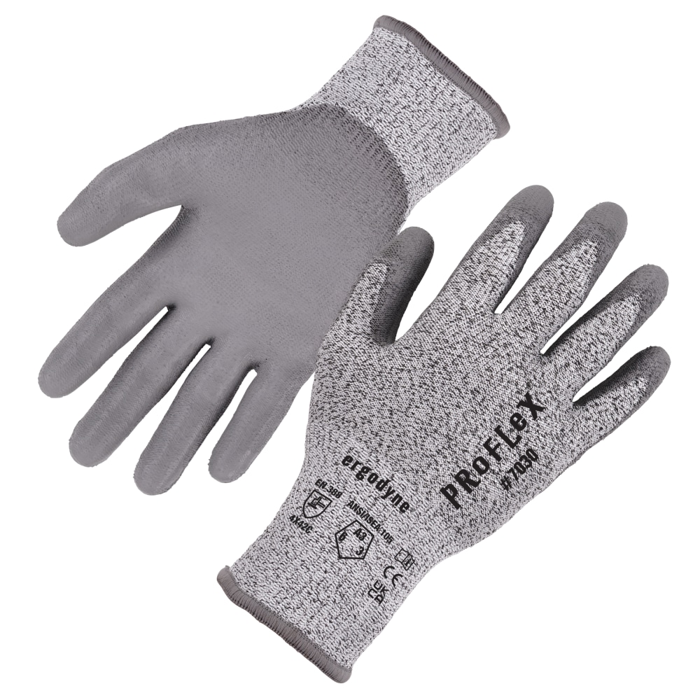 Ergodyne Proflex 7030 PU-Coated Cut-Resistant Gloves, Small, Gray MPN:10462
