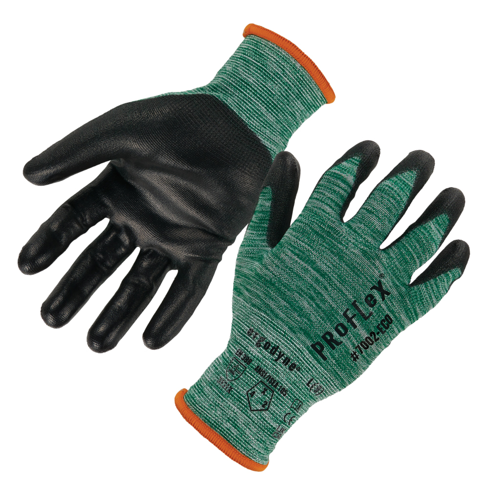 Ergodyne ProFlex 7002-ECO Polyethylene PU Coated Gloves, XL, 37% Recycled, Green MPN:10565