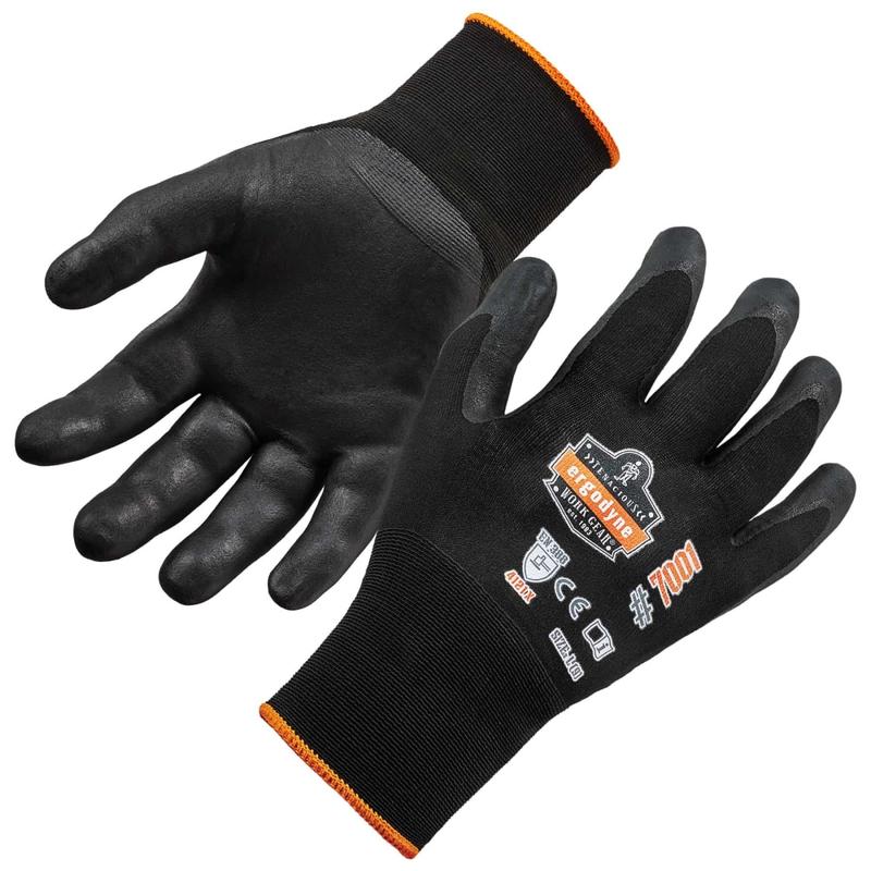 Ergodyne ProFlex 7001 Nitrile-Coated Nylon Gloves, 2XL, Black MPN:17956