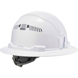 Ergodyne Skullerz® 8973 Hard Hat Full Brim Vented Ratchet Suspension Class C White 60154