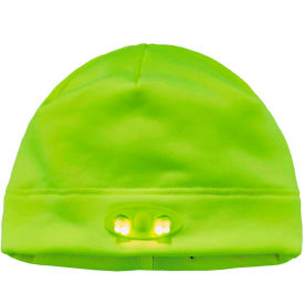 Ergodyne® N-Ferno® 6804 Skull Cap Beanie Hat With LED Lights Lime 16802