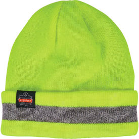 Ergodyne® N-Ferno® 6803 Rib Knit Reflective Winter Hat Cuffed One Size Lime 16864