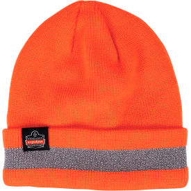 Ergodyne® N-Ferno® 6803 Rib Knit Reflective Winter Hat Cuffed One Size Orange 16865