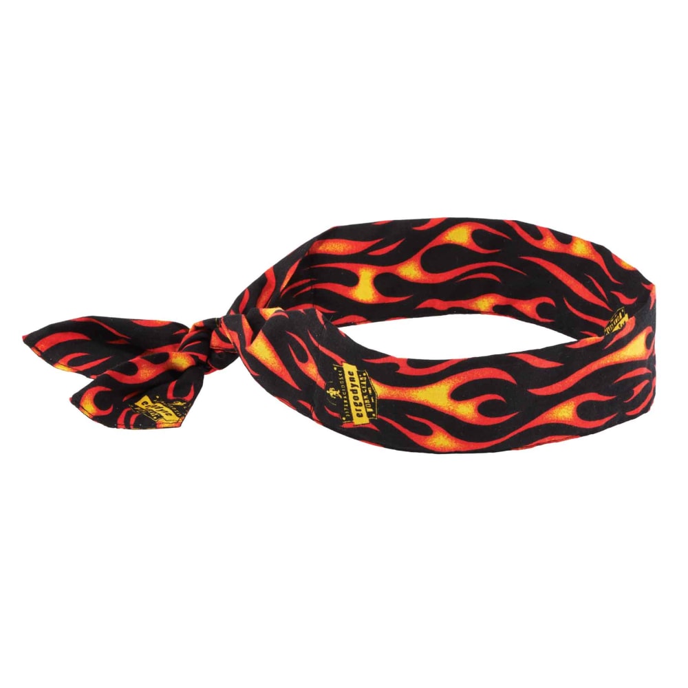 Ergodyne Chill-Its 6700 Evaporative Cooling Tie Bandana, Flames, Pack Of 24 Bandanas MPN:12341