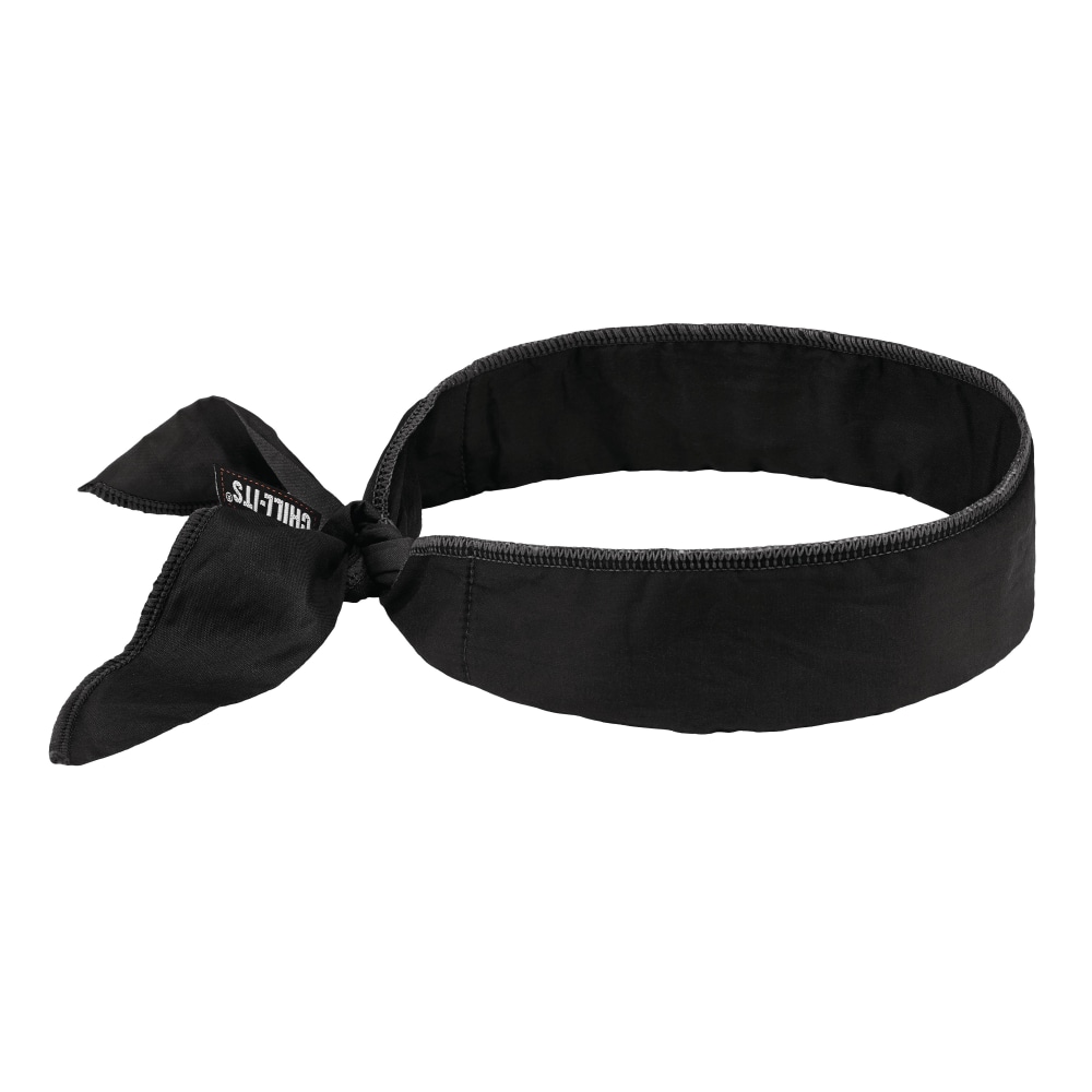 Ergodyne Chill-Its 6702 Evaporative Cooling Bandanas, Black, Pack Of 12 Bandanas MPN:12396