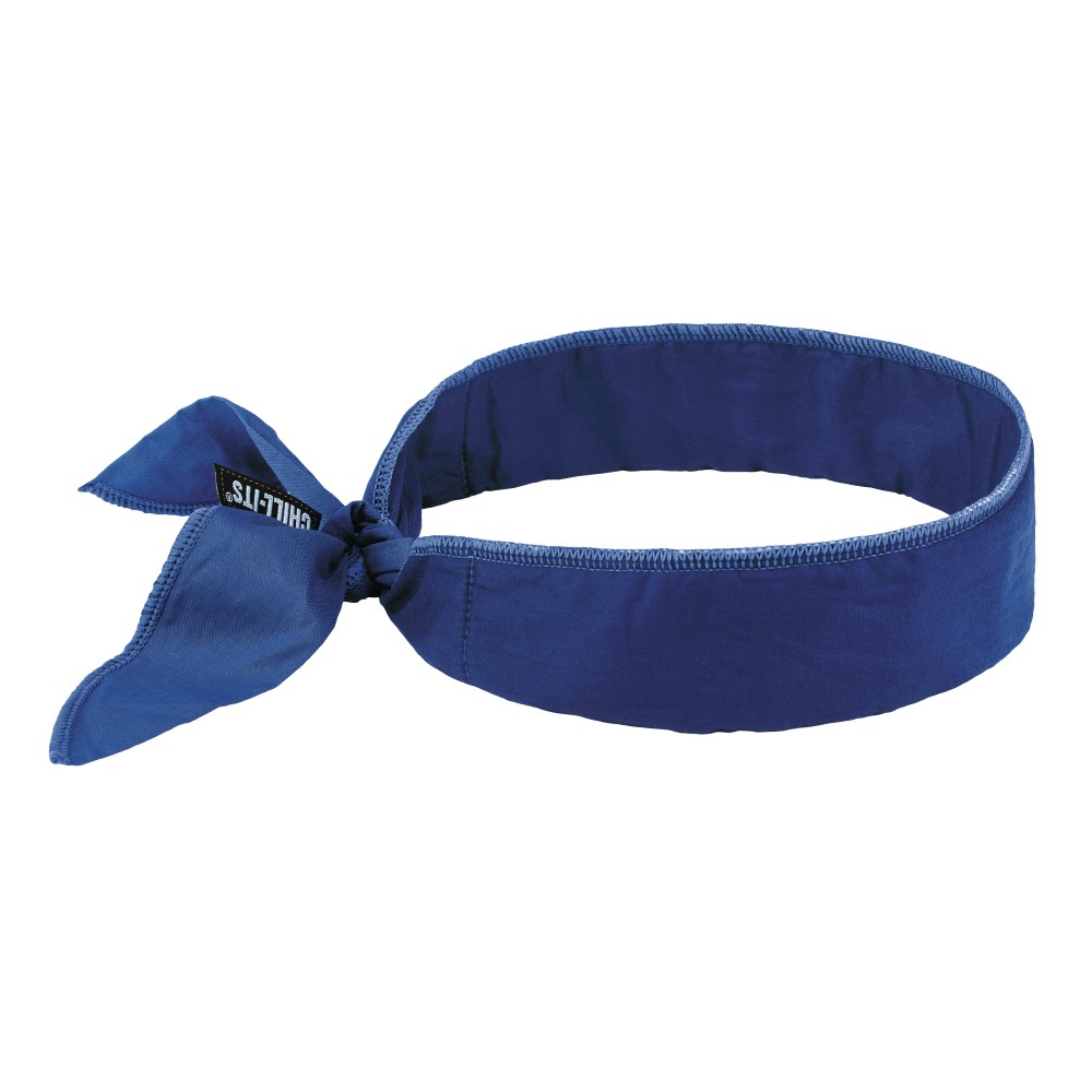 Ergodyne Chill-Its 6702 Evaporative Cooling Bandanas, Solid Blue, Pack Of 12 Bandanas MPN:12399