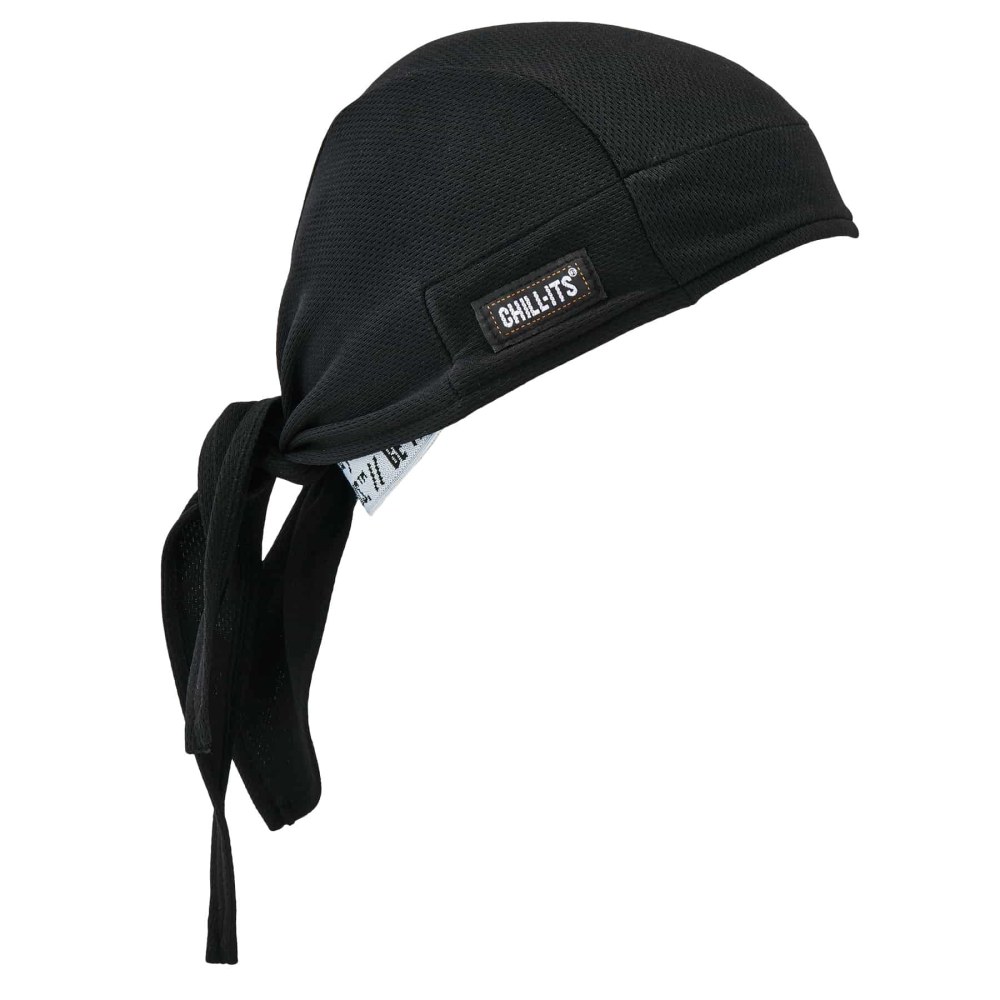 Ergodyne Chill-Its 6615 High-Performance Dew Rags, Black, Pack Of 6 Dew Rags MPN:12487