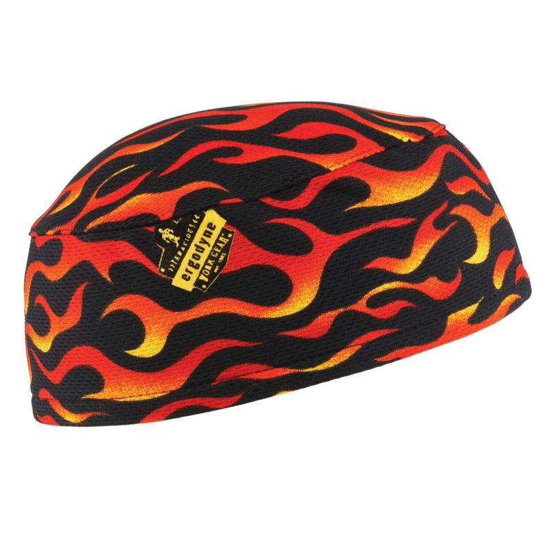 Ergodyne Chill-Its 6630 Terry Cloth Skull Caps, Flames, Pack Of 6 Caps MPN:12514