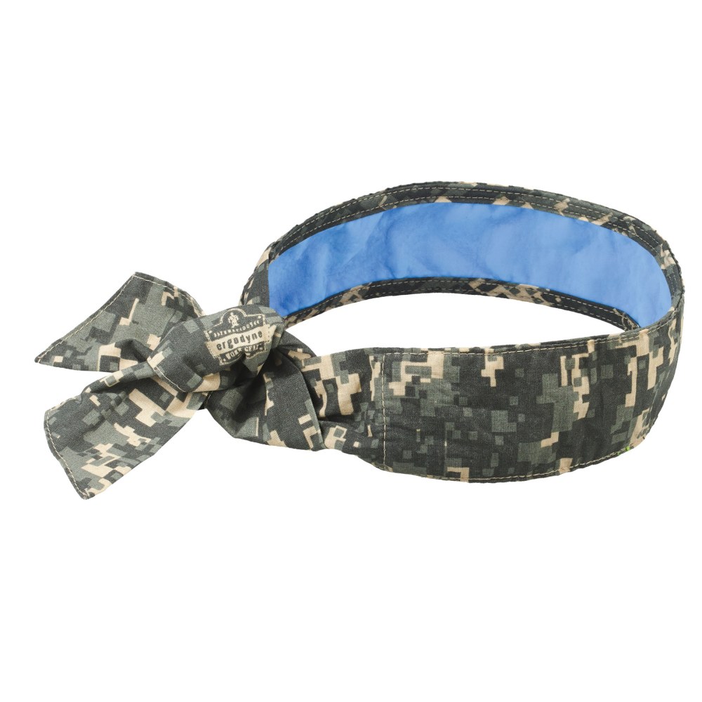 Ergodyne Chill-Its 6700CT Evaporative Cooling Tie Bandanas With Cooling Towel, Camo, Pack Of 6 Bandanas MPN:12562