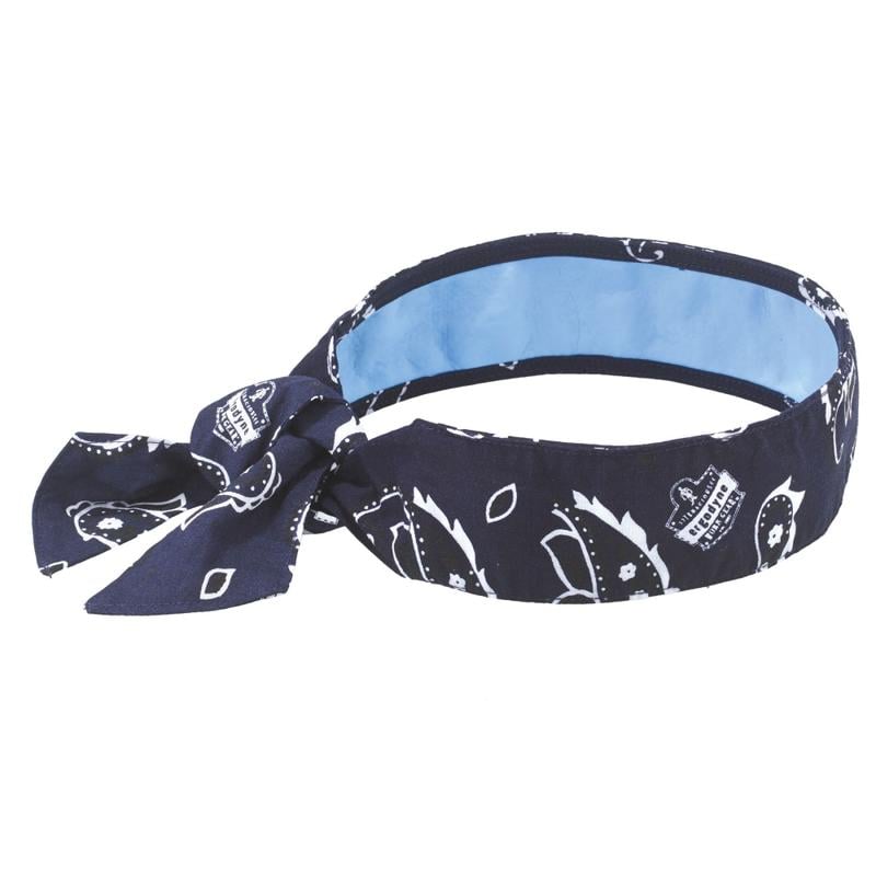 Ergodyne Chill-Its 6700CT Evaporative Cooling Tie Bandanas With Cooling Towel, Navy Western, Pack Of 6 Bandanas MPN:12564
