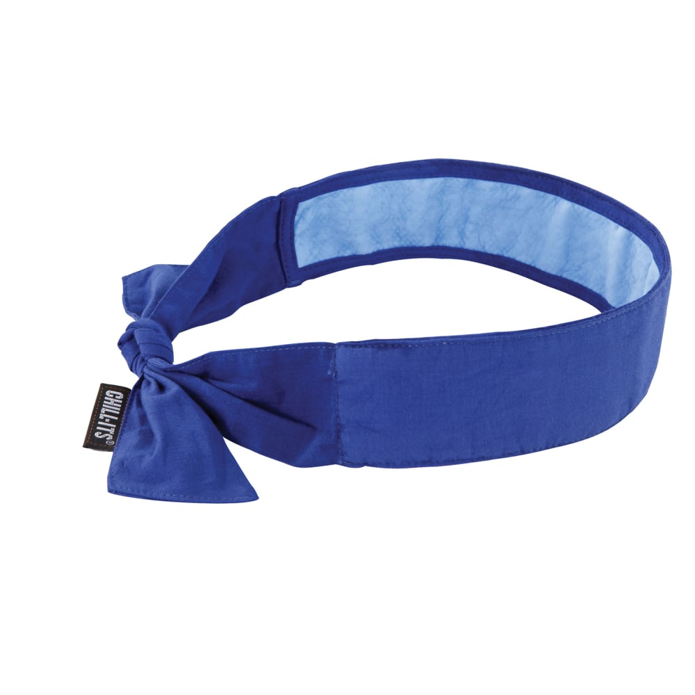 Ergodyne Chill-Its 6700CT Evaporative Cooling Tie Bandanas With Cooling Towel, Blue, Pack Of 6 Bandanas MPN:12567