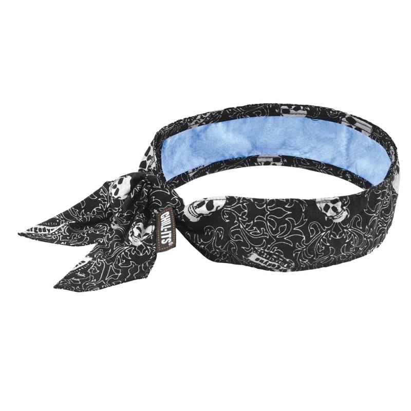 Ergodyne Chill-Its 6700CT Evaporative Cooling Tie Bandanas With Cooling Towel, Skulls, Pack Of 6 Bandanas MPN:12569