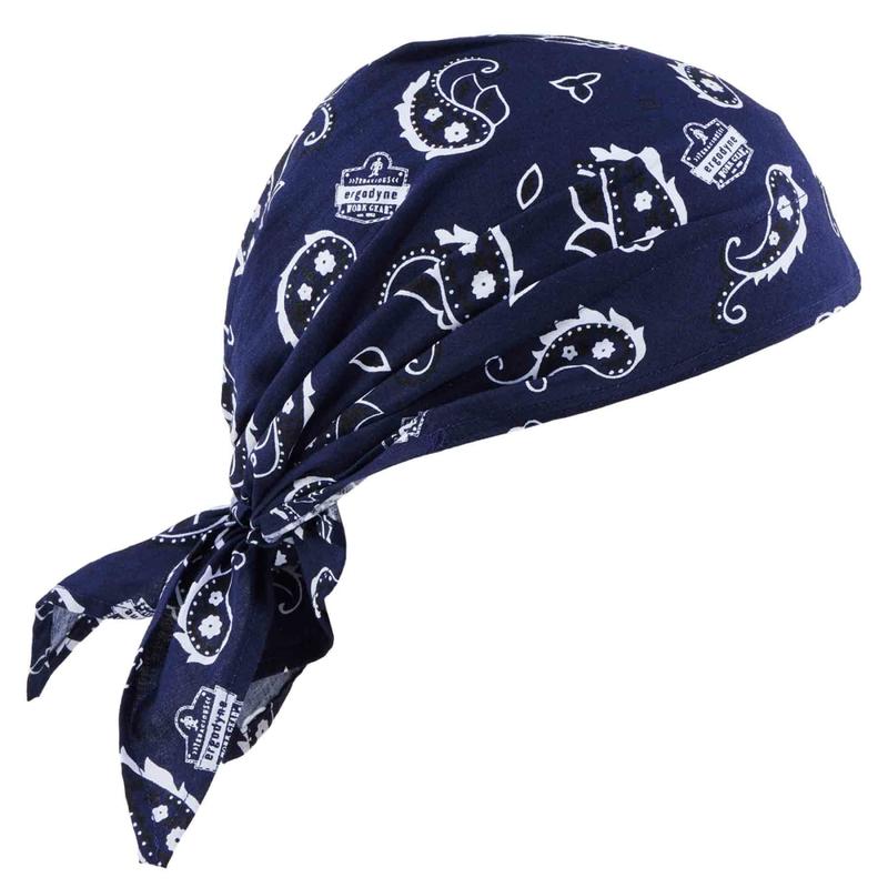 Ergodyne Chill-Its 6710CT Evaporative Cooling Triangle Hats With Cooling Towels, Navy Western, Pack Of 6 Hats MPN:12584