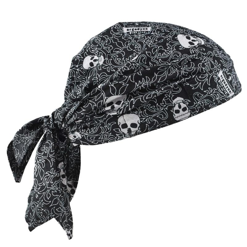 Ergodyne Chill-Its 6710CT Evaporative Cooling Triangle Hats With Cooling Towels, Skulls, Pack Of 6 Hats MPN:12589