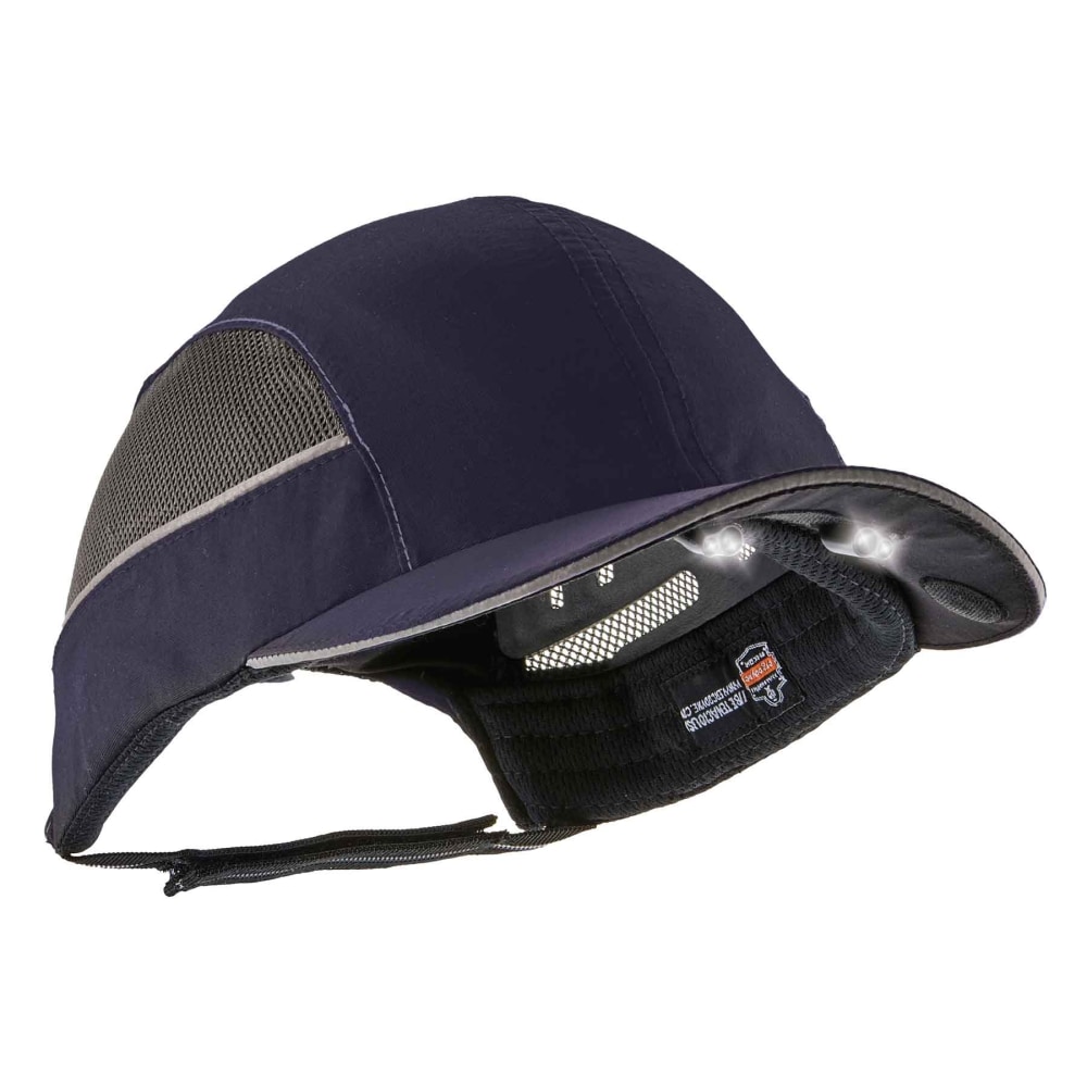 Ergodyne Skullerz 8960 Bump Cap With LED Lights, Long Brim, Navy MPN:23375