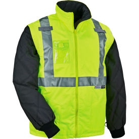 Ergodyne® GloWear® 8287 Hi-Vis Winter Jacket & Vest w/ Detachable Sleeves 4XL Lime 25498
