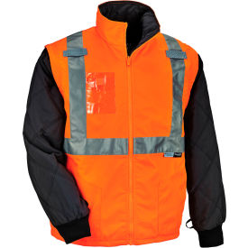 Ergodyne® GloWear® 8287 Hi-Vis Winter Jacket & Vest w/ Detachable Sleeves 3XL Orange 25517