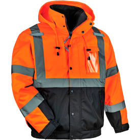 Ergodyne® GloWear® 8381 Hi-Vis 4-in-1 Winter Bomber Jacket Small Orange 25582