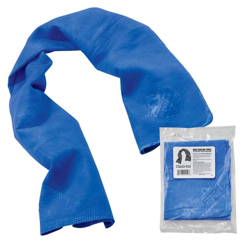 Ergodyne Chill-Its 6602 Evaporative Cooling Towel, 29-1/2inH x 13inW, Blue, Pack Of 50 Towels MPN:12410