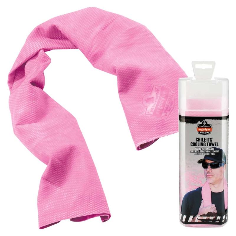 Ergodyne Chill-Its 6602 Evaporative Cooling Towel, 29-1/2inH x 13inW, Pink MPN:12442