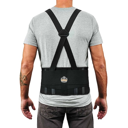 Elastic Back Support, Black, Elastic, L MPN:1625