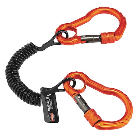 Coiled Lanyard, 4 ft., 2 lb. Weight Capacity, Black/Orange MPN:3166