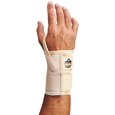 Wrist Support, Elastic, Double Strap, Right, Tan, Size M MPN:4010