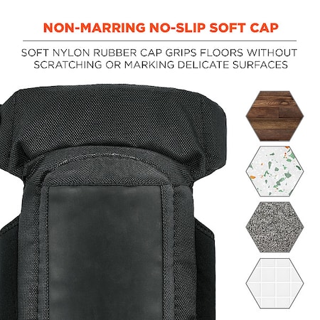 Knee Pad, Hard Shell, Foam, Gel Pad, Rubber Cap, Button and Loop Closure, 2 Straps, Black MPN:450