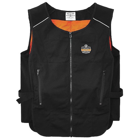 Cooling Vest, Cotton/Polyester, Cold Pack Inserts, Up to 2 hr Max Cooling Time, Zipper Closure MPN:6255