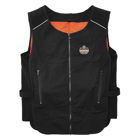 Cooling Vest, Cotton, Polyester, Zipper, Black, M/L MPN:6260