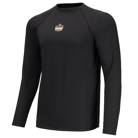 Base Layer Shirt, Polyester/Spandex, Black, M MPN:6436