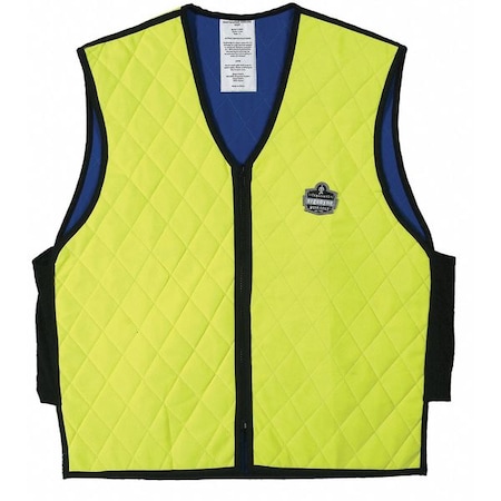 Cooling Vest, Evaporative-Soak, Quilted Nylon w/ Mesh Sides, Up to 4 Hr Cooling Time, Lime, M MPN:6665