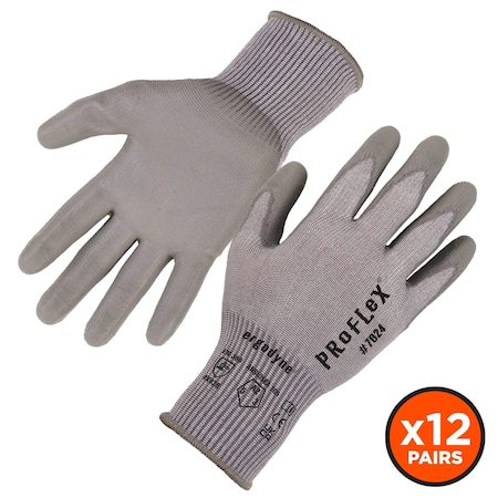 ANSI A2 PU Coated CR Gloves 12-Pair, Gray, Size M MPN:7024-12PR