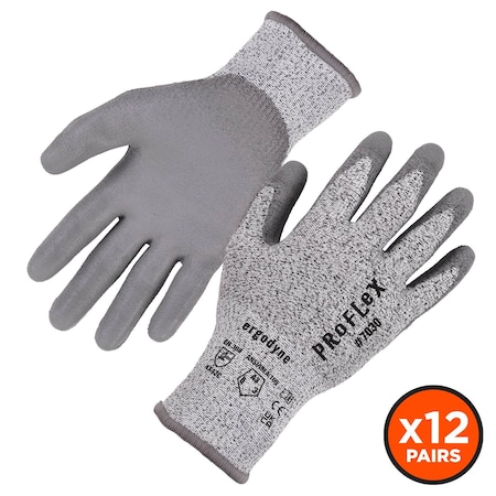 ANSI A3 PU Coated CR Gloves 12-Pair, Gray, Size S MPN:7030-12PR