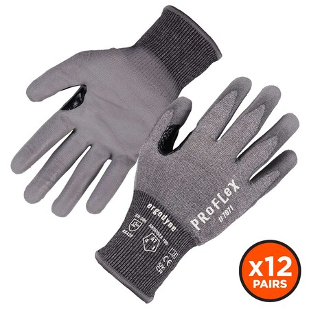 ANSI A7 PU Coated CR Gloves 12-Pair, Gray, Size L MPN:7071-12PR