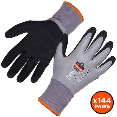 Gray Coated Waterproof Winter Work Gloves, 2XL, PK144 MPN:7501-CASE