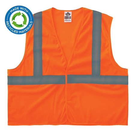 Hi-Vis Safety Vest, 100% recycled polyester, Orange, Size 4XL/5XL MPN:8205HL-ECO