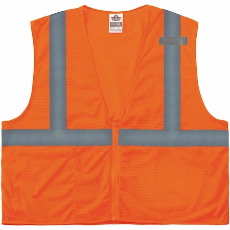 8210Z Type R Economy Mesh Vest, Polyester Mesh, Mesh Fabric, Orange, Size XS MPN:8210Z