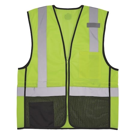 Hi-Vis Safety Vest w/Black Bottom 2XL, 3XL Class 2 U Back, Zipper 2 Pockets, 1 Mic Tab MPN:8210ZBK