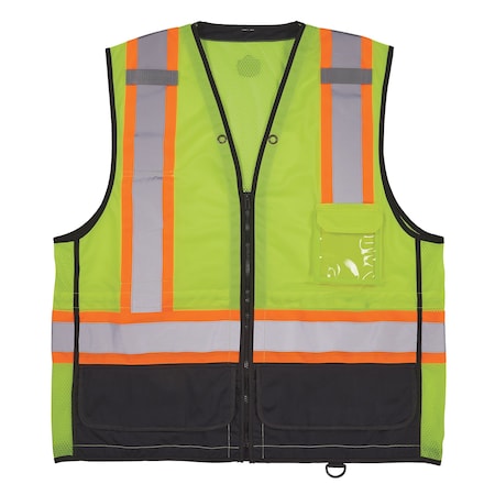 Two-Tone/Black Bottom Safety Vest L, XL Class 2 U Back, Zipper 2 Mic Tab, ID Window MPN:8251HDZBK