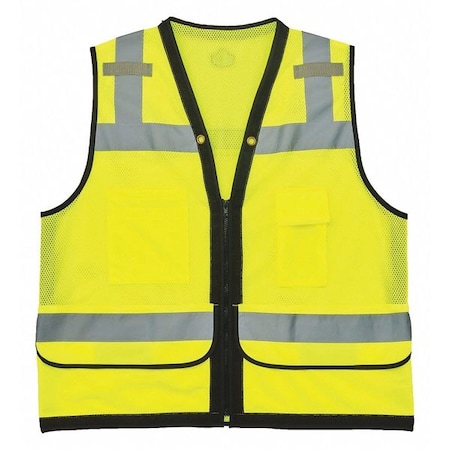 Orange Mesh Surveyors Vest, Lime, 2XL/3XL, Zipper closure Closure, 4 Outside Pockets, Lime MPN:8253HDZ